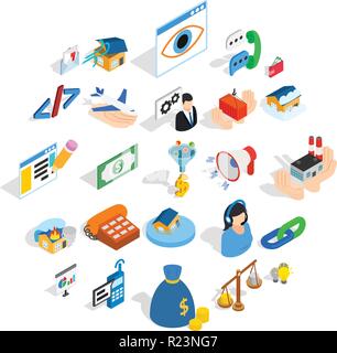 Calling icons set, isometric style Stock Vector