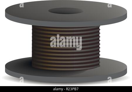 Black cable coil icon, realistic style Stock Vector