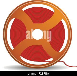 Red wire coil icon, realistic style Stock Vector