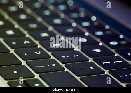 Macro of computer keyboard with blurred background Stock Photo