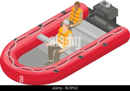 Migrant boat icon, isometric style Stock Vector
