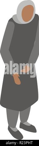Homeless migrant woman icon, isometric style Stock Vector