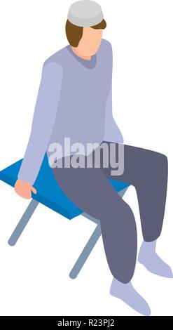 Homeless muslim migrant man icon, isometric style Stock Vector