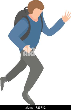 Migrant man running icon, isometric style Stock Vector