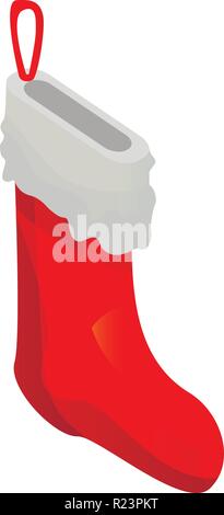 Xmas red sock icon, isometric style Stock Vector