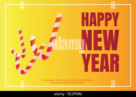 Happy new year candy stick concept background, isometric style Stock Vector