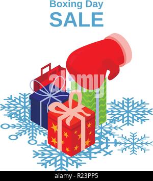 Boxing day sale concept background, isometric style Stock Vector