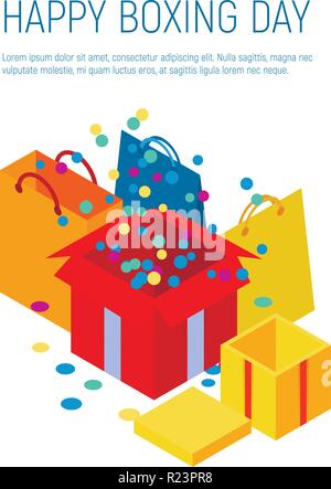 Happy boxing day concept background, isometric style Stock Vector