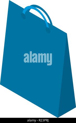 Blue paper bag icon, isometric style Stock Vector