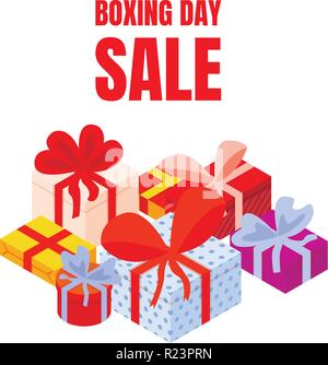 Boxing day big sale concept background, isometric style Stock Vector