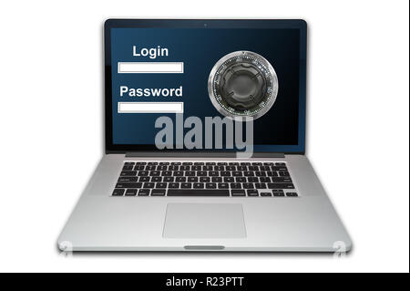 Laptop internet security concept, isolated Stock Photo