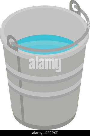 Metal bucket icon, isometric style Stock Vector