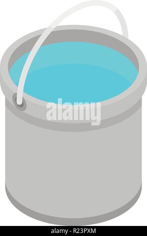 Water bucket icon, isometric style Stock Vector