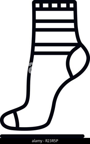 Textile sock icon, outline style Stock Vector