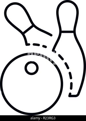 Bowling ball two pins icon, outline style Stock Vector