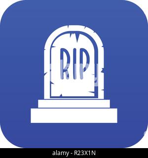 Gravestone with RIP text icon digital blue Stock Vector