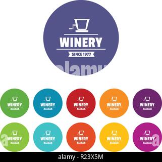 Factory old winery icons set vector color Stock Vector