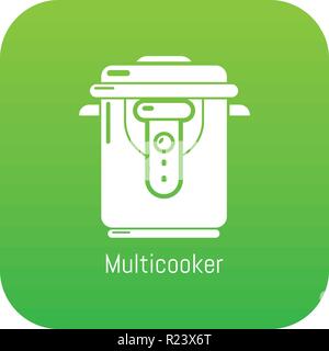Multi cooker icon green vector Stock Vector