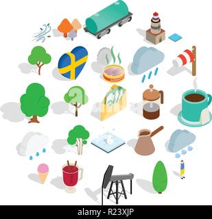 Sweden icons set, isometric style Stock Vector