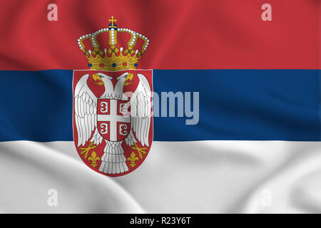 Serbia 3D waving flag illustration. Texture can be used as background. Stock Photo