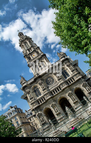 PARIS, FRANCE - May 26, 2015: Holy Trinity church is a Catholic church located in the 9th arrondissement. The church is a building of the Second Empir Stock Photo