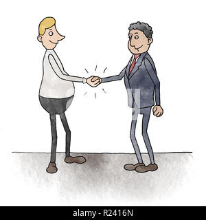 Cartoon of two businessmen shaking hands Stock Photo