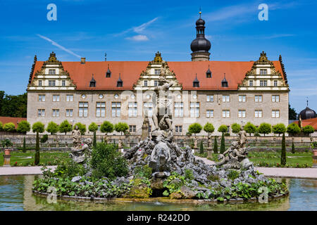 View of the 12th century Weikersheim Palace (Schloss Weikersheim), a palace in Weikersheim, Baden-Wurttemberg, Germany Stock Photo