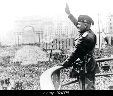 Benito Mussolini (1883 - 28 April 1945) Italian politician addresses fascist supporters in Rome 1938 Stock Photo