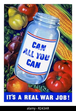 World War two American propaganda poster promoting canned food Stock Photo