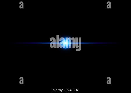 Shape, Single Line, Light Beam, Spotlight, Star. Blue neon lines with light effects isolated on black transparent background. Vector illustration Stock Vector