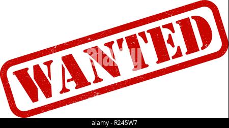 red grungy rubber stamp print with word WANTED Stock Vector