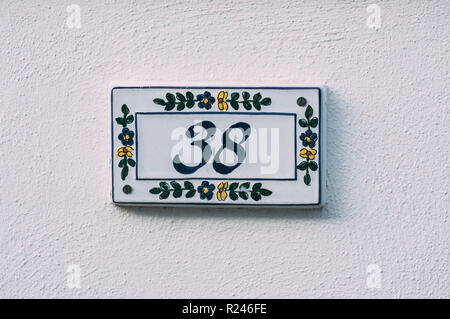 Number 38 on the building wall Stock Photo