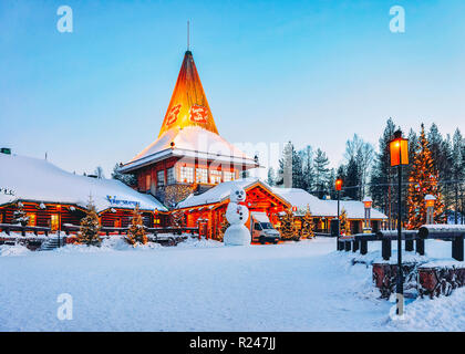 Rovaniemi, Finland - March 6, 2017: Snowman at Santa Office at Santa Claus Village in Rovaniemi in Lapland in Finland. Stock Photo