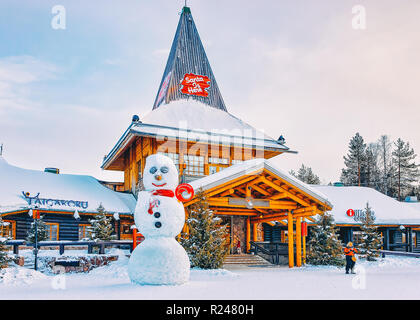 Rovaniemi, Finland - March 5, 2017: Snowman at Santa Claus Village in Rovaniemi in Lapland in Finland Stock Photo