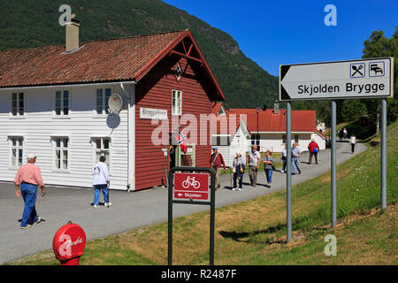 Brygge, Skjolden Village, Sognefjord, Sogn og Fjordane County, Norway, Scandinavia, Europe Stock Photo