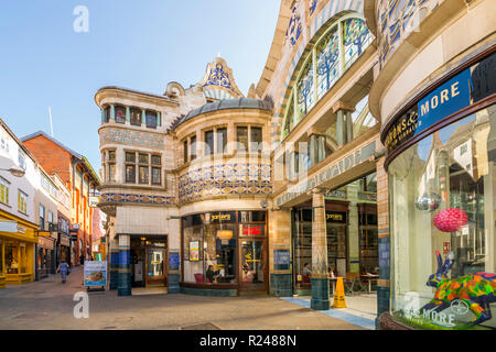 View of the entrance to The Royal Arcade, Norwich, Norfolk, England, United Kingdom, Europe Stock Photo