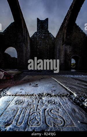 The Corcomroe Abbey, The Burren, County Clare, Munster, Republic of Ireland, Europe Stock Photo