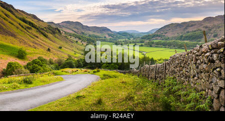 Hardknott Pass in Lake District National Park, UNESCO World Heritage Site, Cumbria, England, United Kingdom, Europe Stock Photo