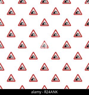 Car on a precipice over water pattern seamless in flat style for any design Stock Vector