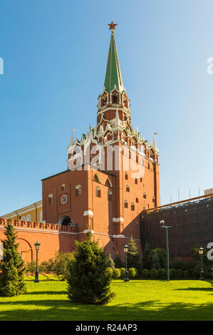 Trinity Gate Tower of the Kremlin, UNESCO World Heritage Site, Moscow, Russia, Europe Stock Photo