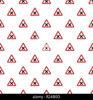 Warning of intersection road pattern seamless in flat style for any design Stock Vector