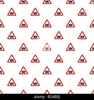 Railroad crossing with a barrier pattern seamless in flat style for any design Stock Vector