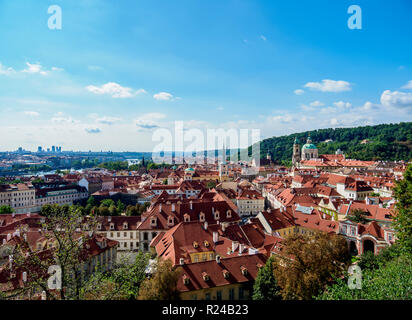Mala Strana (Lesser Town), elevated view, UNESCO World Heritage Site, Prague, Bohemia Region, Czech Republic, Europe Stock Photo