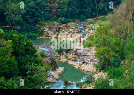 Marmitte dei Giganti canyon on the Metauro River, Fossombrone, Marche, Italy, Europe Stock Photo