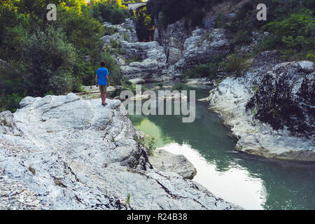 Marmitte dei Giganti canyon on the Metauro River, Fossombrone, Marche, Italy, Europe Stock Photo