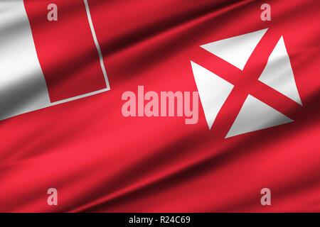 Wallis And Futuna 3D waving flag illustration. Texture can be used as background. Stock Photo