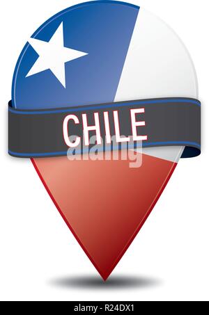 glossy navigation pin with white background Stock Vector
