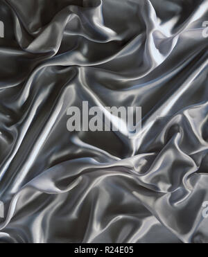 Silver wrinkled satin fabric background showing progress in a curve Stock Photo