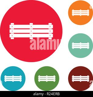 Wide fence icons circle set vector isolated on white background Stock Vector