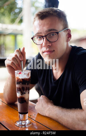 Thai dessert with coconut milk and ice-cream bowl, stock photo Stock ...